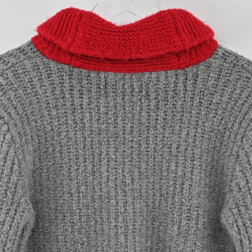 American Eagle Varsity Full Zip Sweater Womens Size XS Gray Red Cotton Y2K Knit - Picture 12 of 14